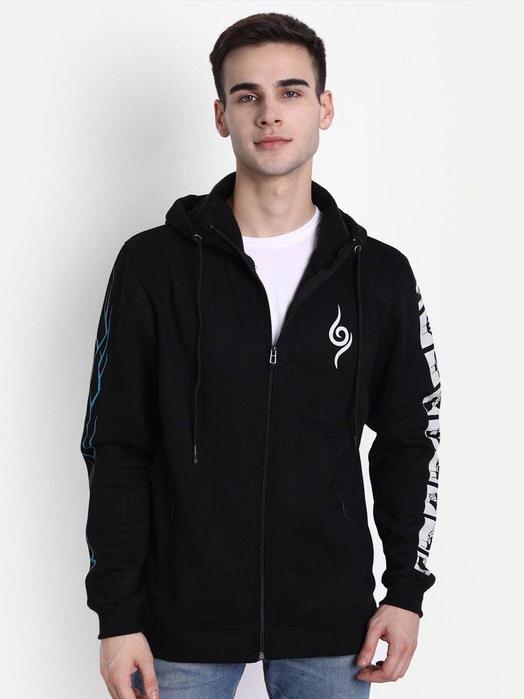  COMICSENSE Men Anime Printed Naruto Sensei Hooded Sweatshirt