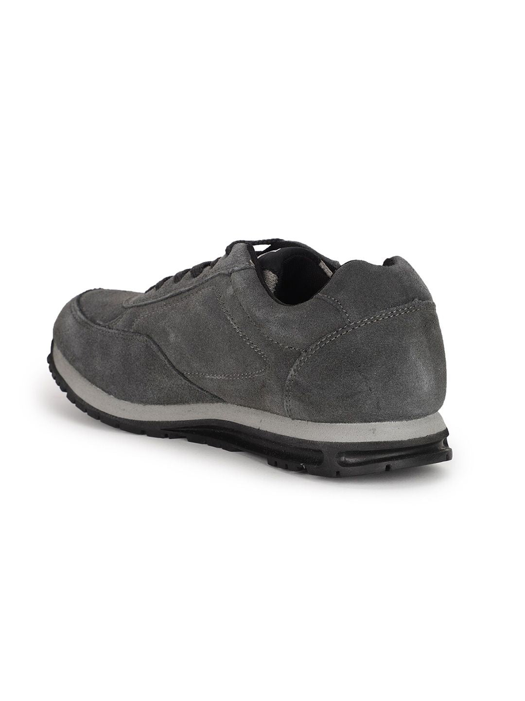 Power Men Grey Leather Road Running Non-Marking Shoes
