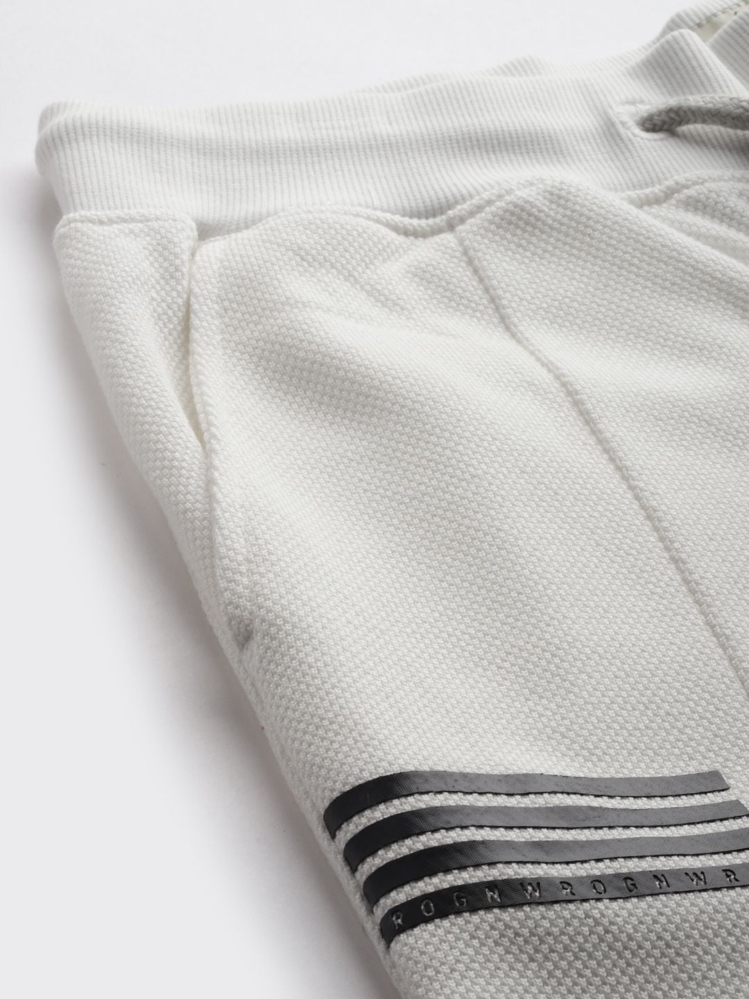  WROGN Men White Solid Slim Fit Joggers With Printed Detailing