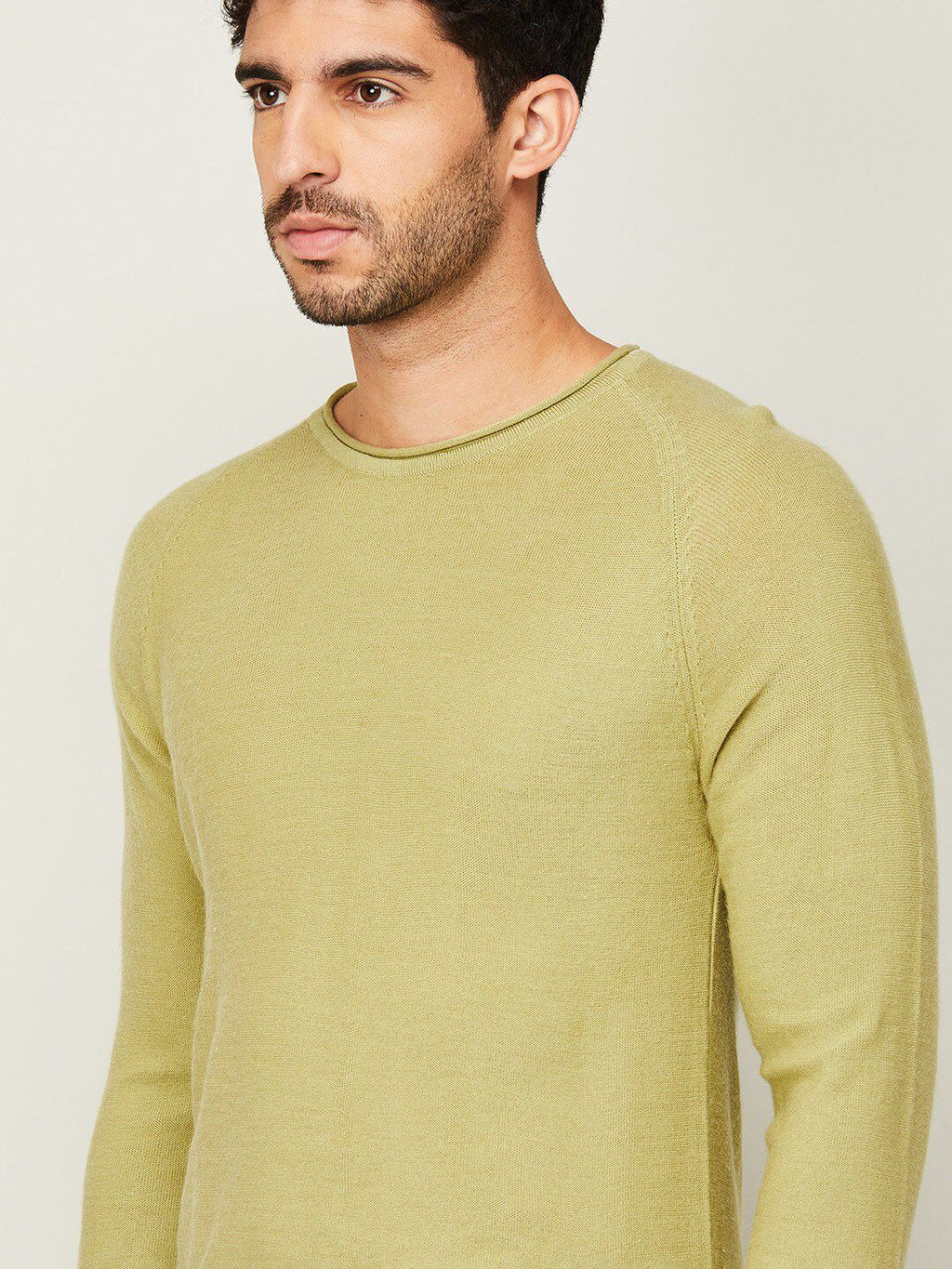  Forca By Lifestyle Men Mustard Flat Knit Acrylic Sweatshirt