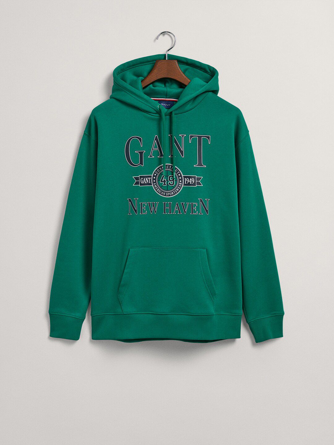  GANT Men Green Printed Hooded Sweatshirt