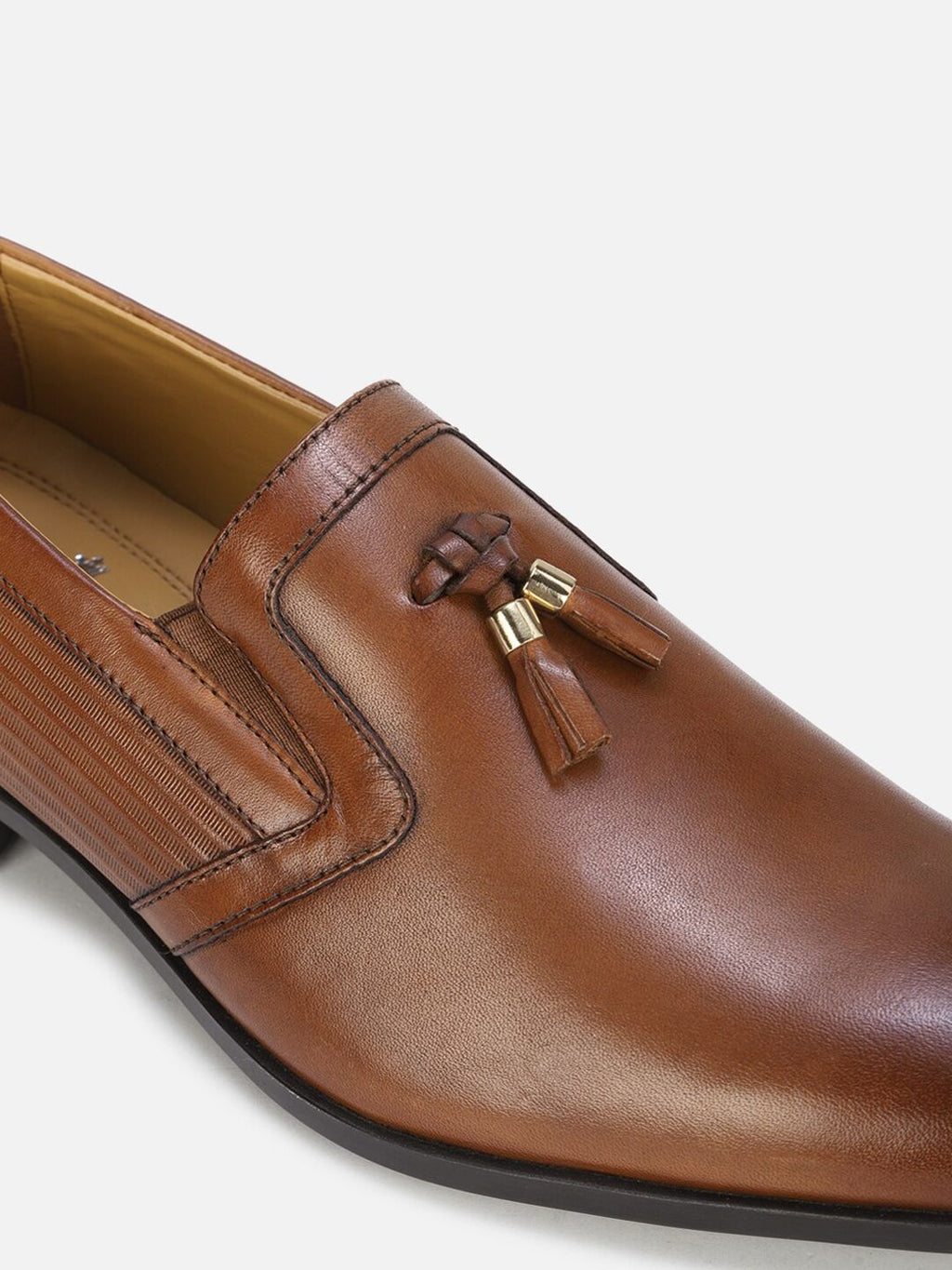  Louis Philippe Men Brown Solid Textured Formal Slip-On Shoes