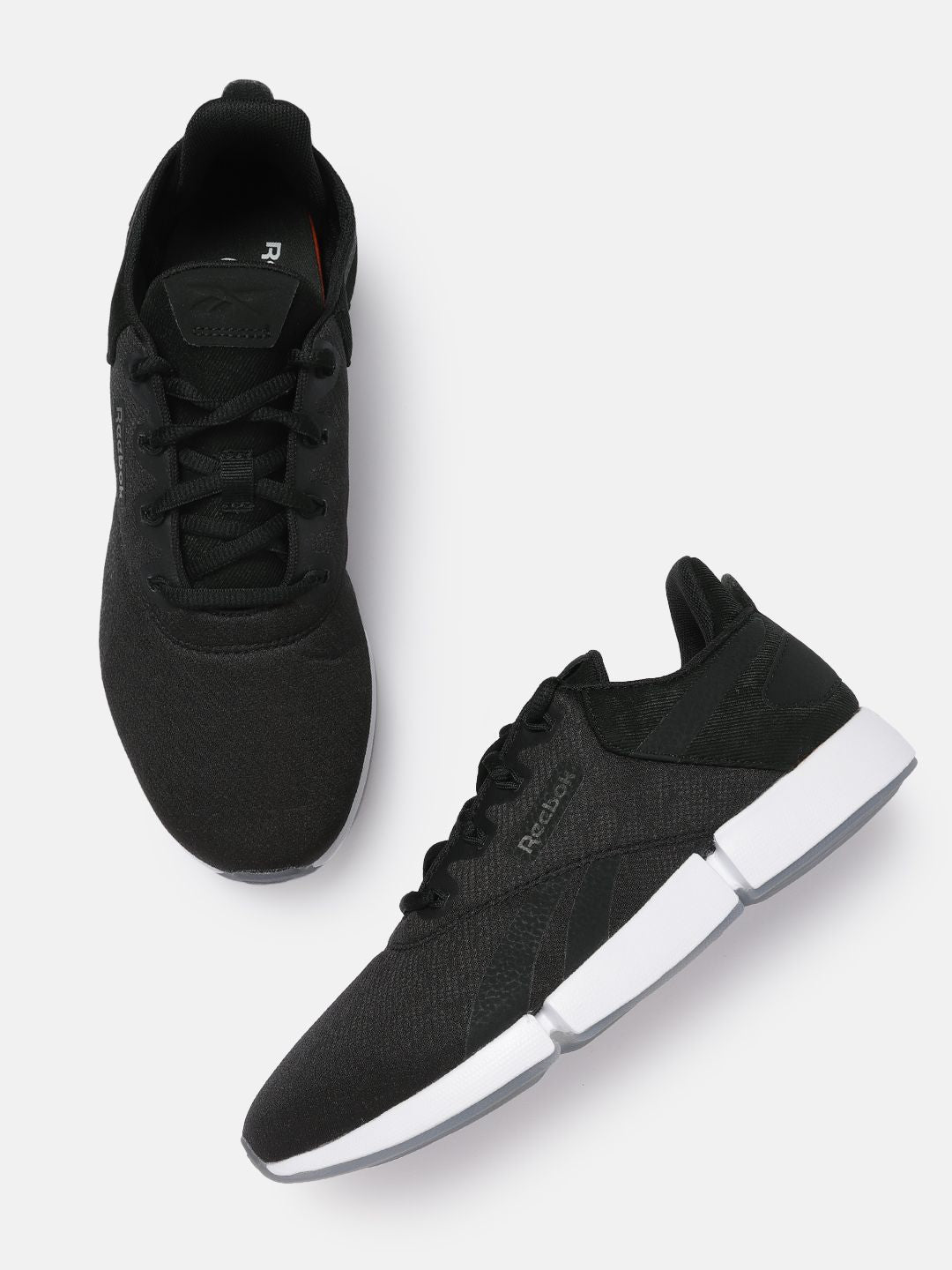  Reebok Men Black Woven Design DailyFit DMX Walking Shoes