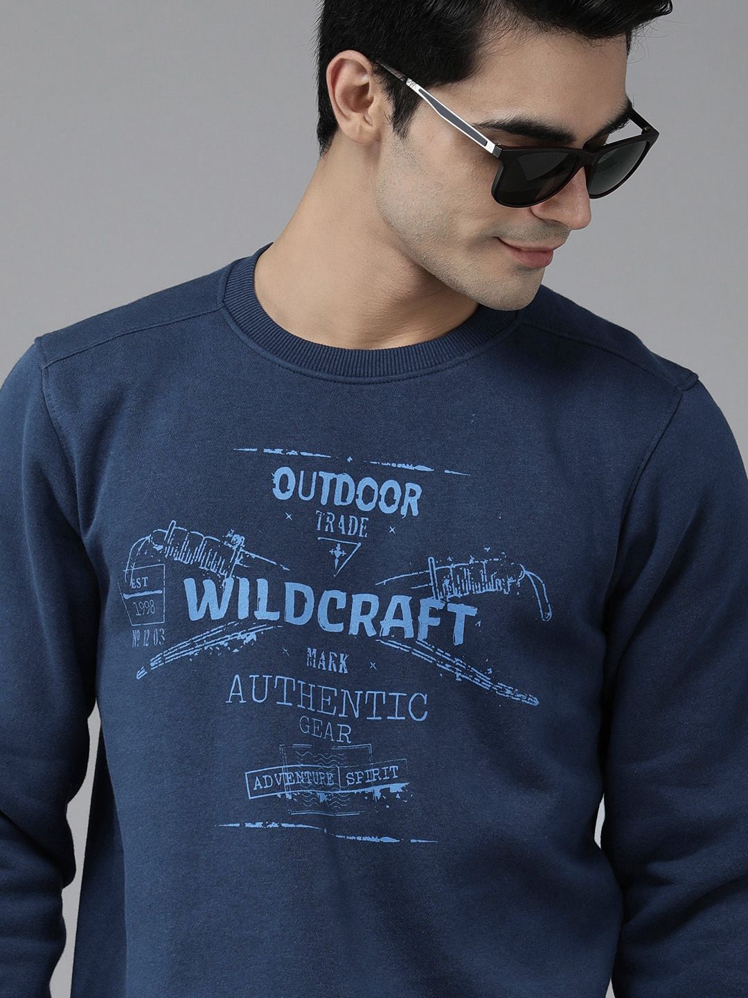  Wildcraft Men Navy Blue Brand Logo Printed Sweatshirt