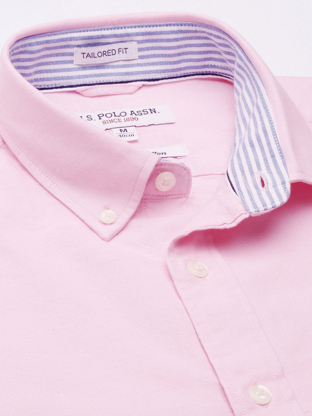 U.S. Polo Assn. U S Polo Assn Men Pink Solid Tailored Fit Pure Cotton Casual Shirt