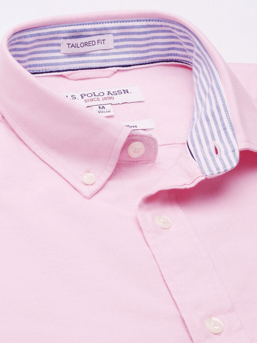 U.S. Polo Assn. U S Polo Assn Men Pink Solid Tailored Fit Pure Cotton Casual Shirt