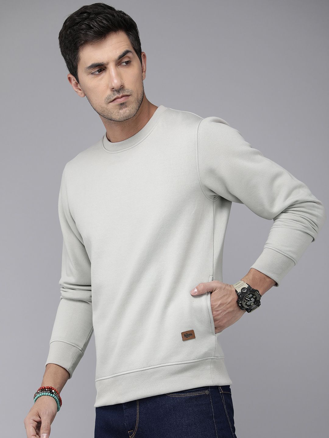  The Roadster Lifestyle Co. Men Solid Sweatshirt