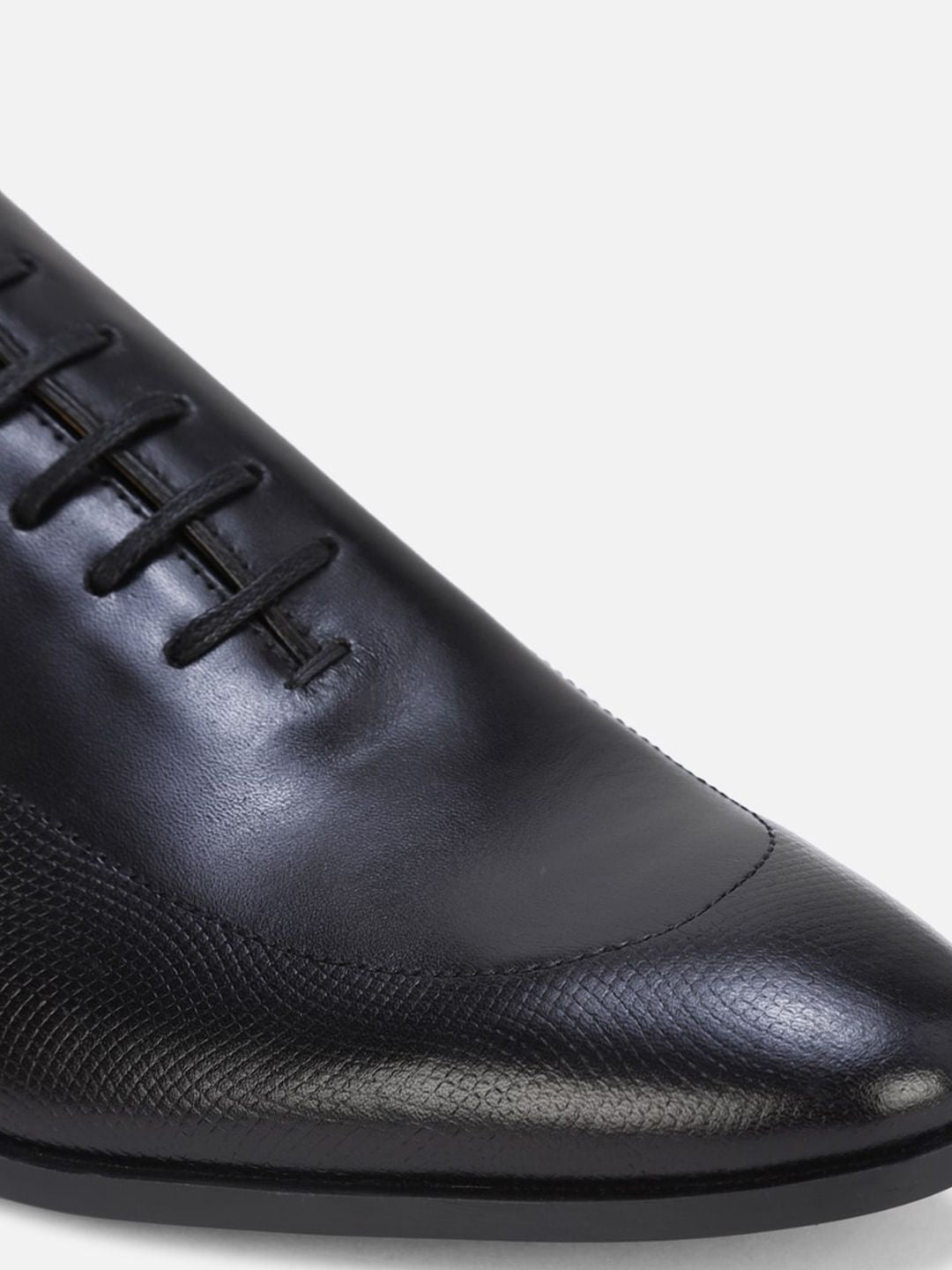  Louis Philippe Men Black Solid Leather Formal Derbys