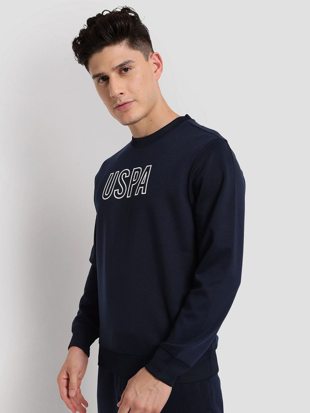  U.S. Polo Assn. Printed Round Neck Outline Logo Active Pullover Sweatshirt