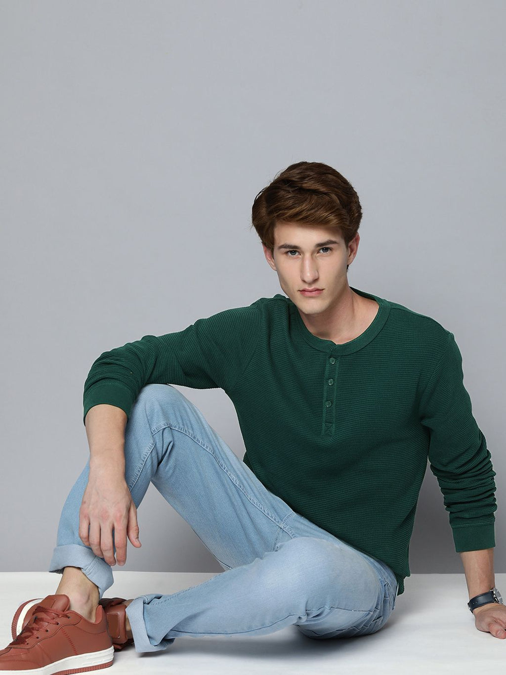  Levis Men Self-designed Henley Neck Pure Cotton Sweatshirt