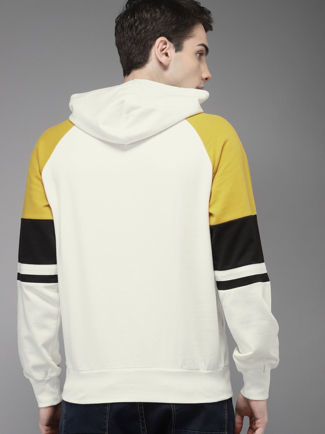  HERE&NOW Men White Printed Hooded Sweatshirt