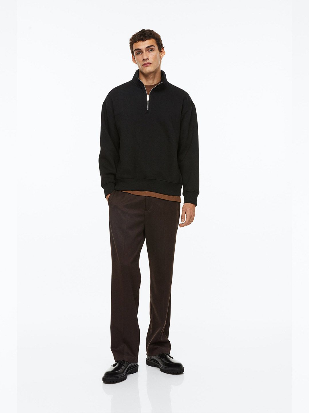  H&M Men Relaxed Fit Zip-Top Sweatshirt