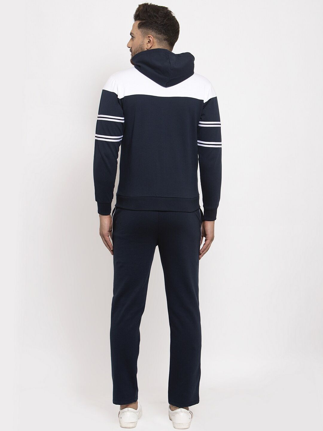  WILD WEST Men Navy Blue & White Colourblocked Tracksuit