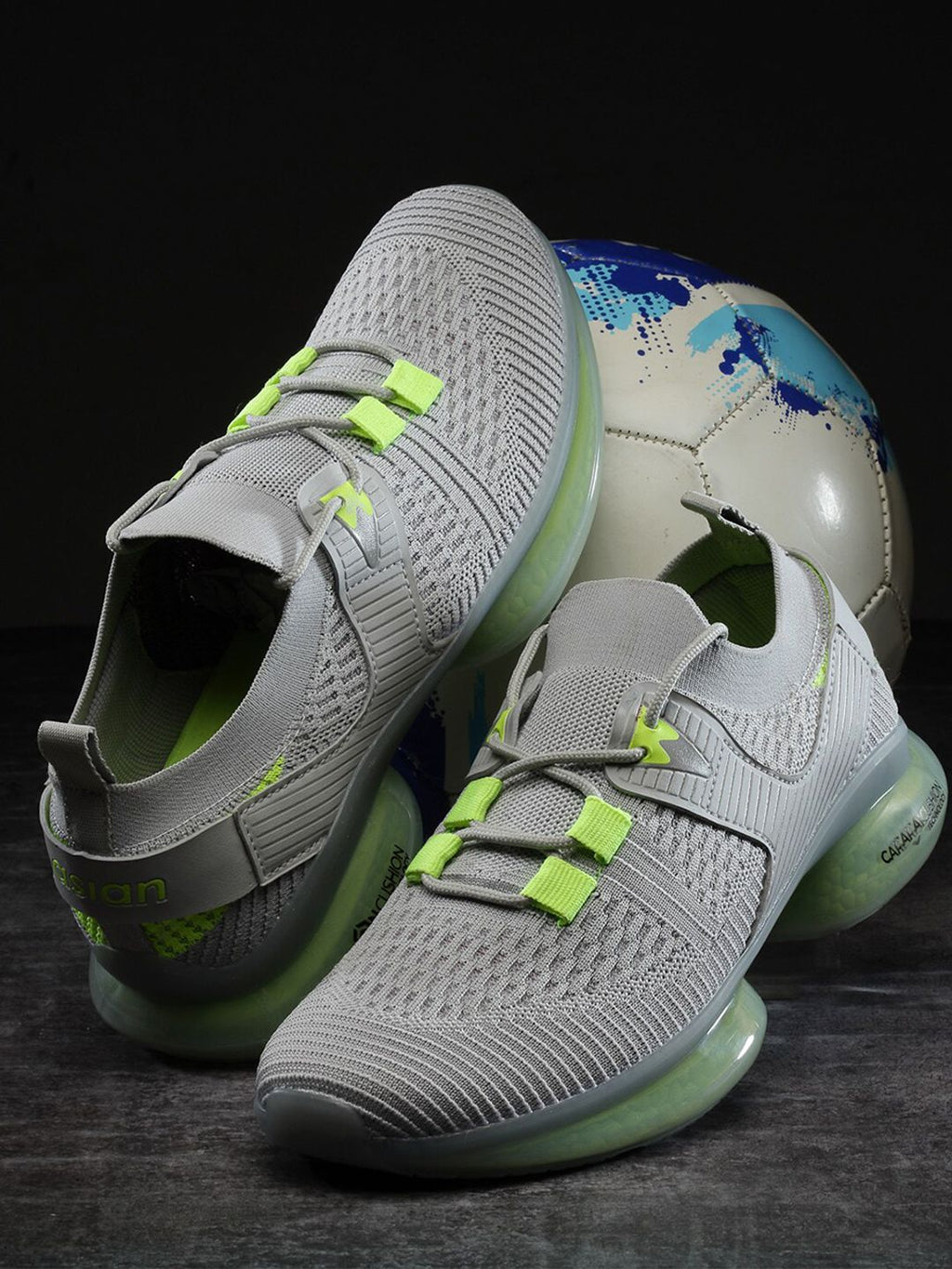  ASIAN Men Grey Mesh Running Non-Marking Lace-Up Shoes