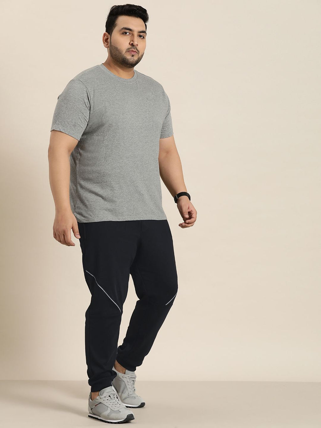  Sztori Men Plus Size Pure Cotton Joggerswith Reflective Stripes