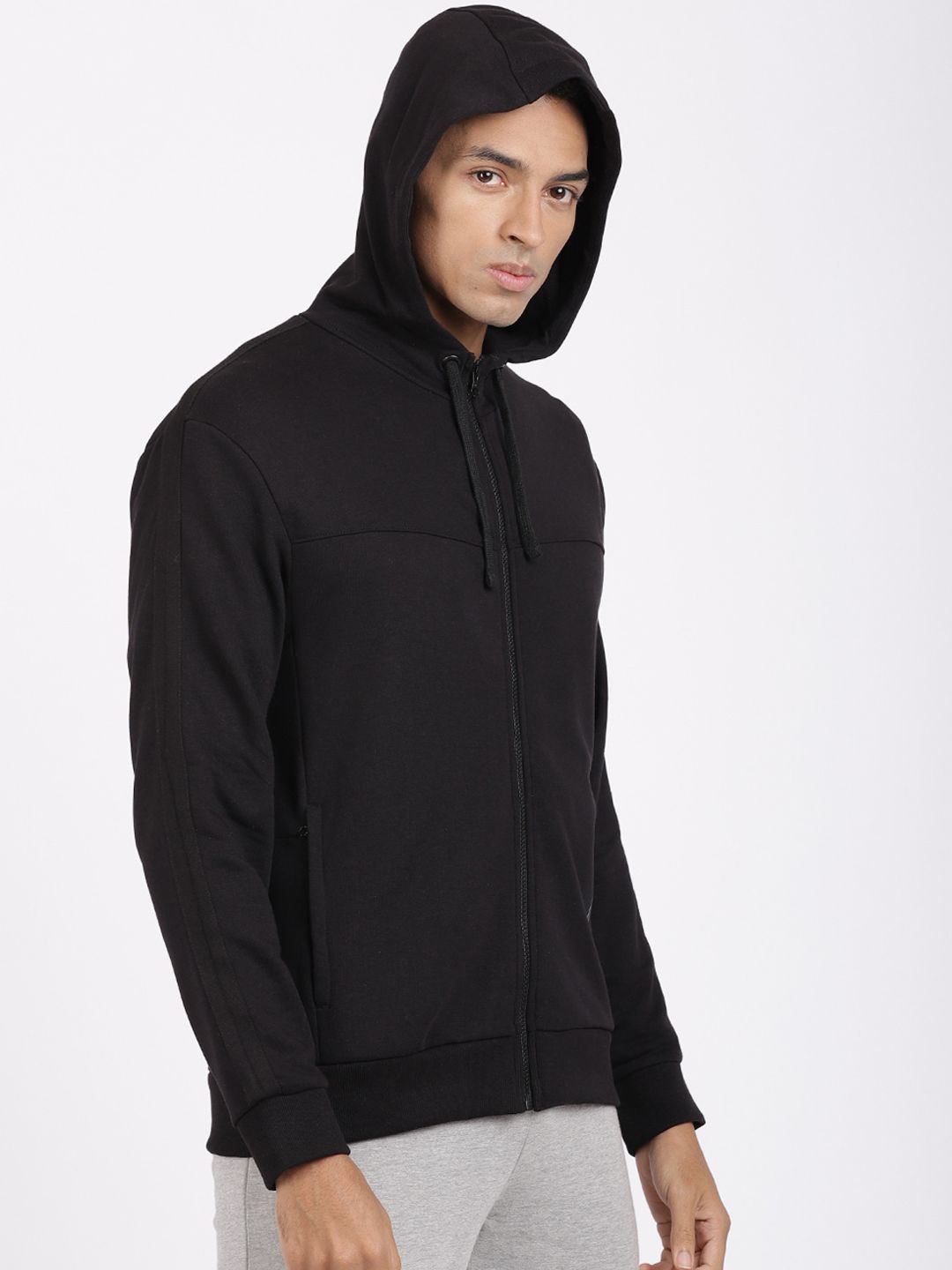  Head Mens Black Solid Hooded Sweatshirt