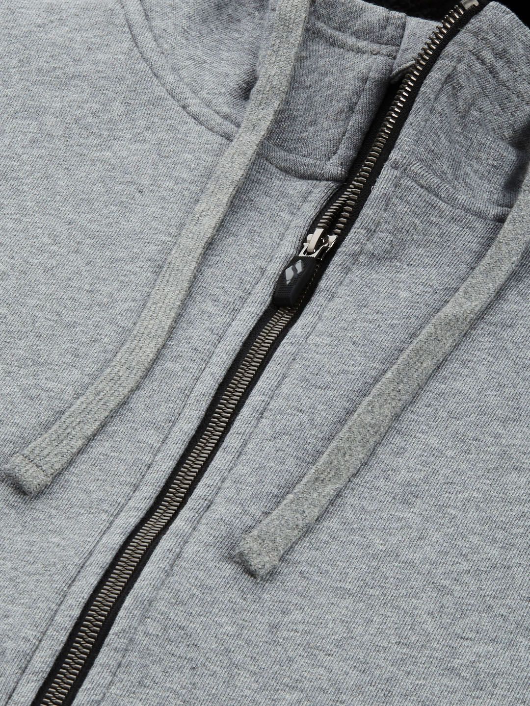 Skechers Men Grey Melange Solid Hooded Sweats Lounge Sherpa Sweatshirt