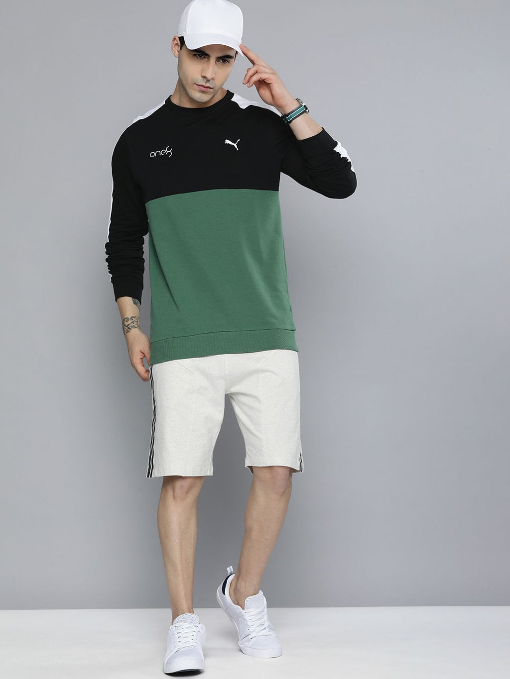  One8 X PUMA Men Colourblocked Slim Fit Sweatshirt With Brand Logo Detail