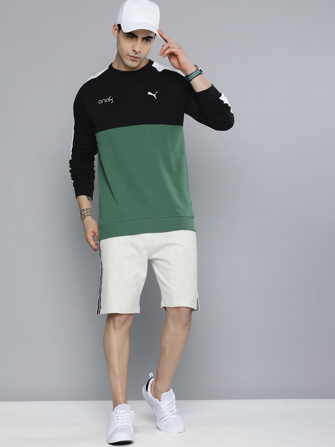  One8 X PUMA Men Colourblocked Slim Fit Sweatshirt With Brand Logo Detail