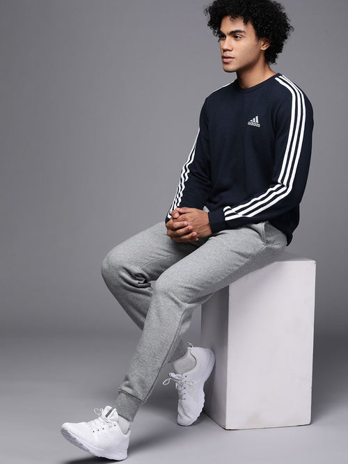  ADIDAS Men Navy Blue 3-Striped FT Sweatshirt