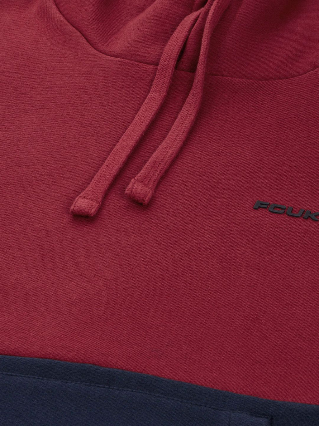  French Connection Men Red Colourblocked Hooded Sweatshirt