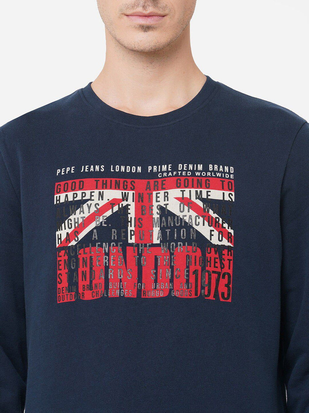  Pepe Jeans Men Navy Blue Printed Sweatshirt