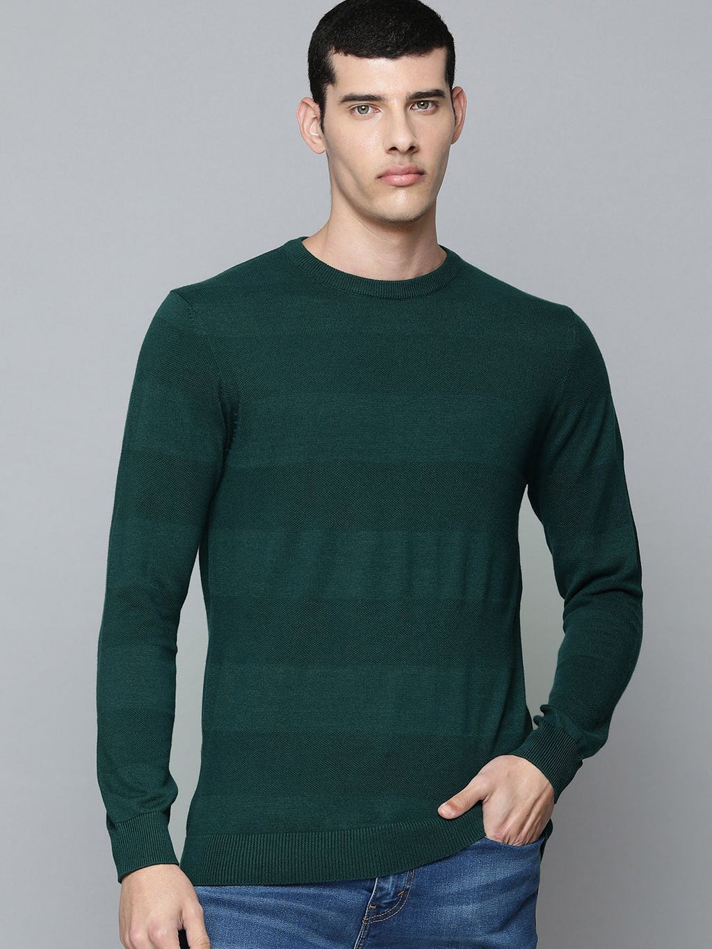  Levis Men Green Striped Sweatshirt