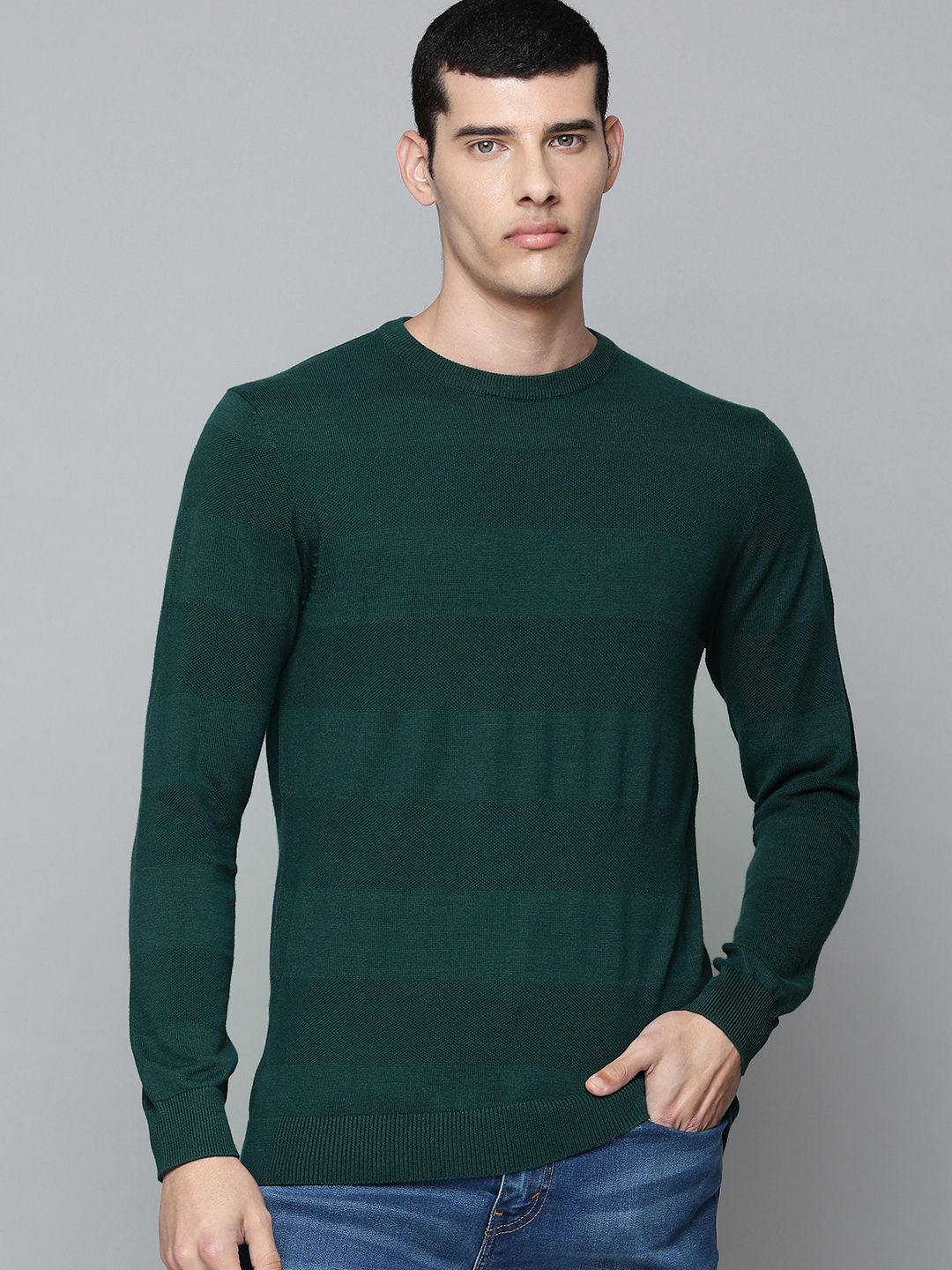  Levis Men Green Striped Sweatshirt
