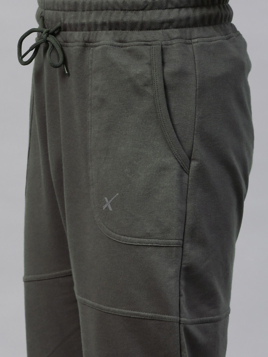  HRX By Hrithik Roshan Grey Drop-Crotch Joggers