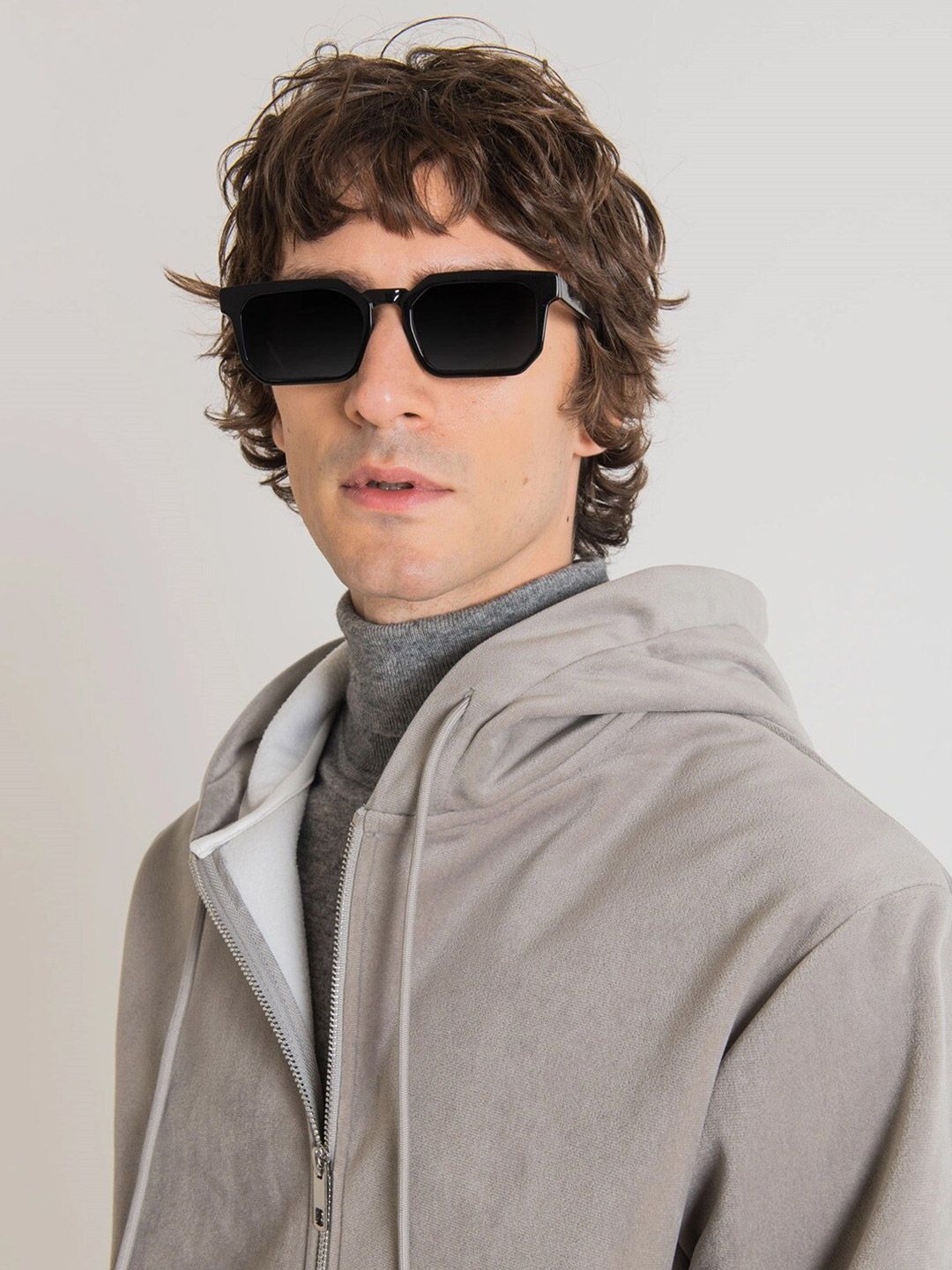  Antony Morato Men Grey Hooded Sweatshirt