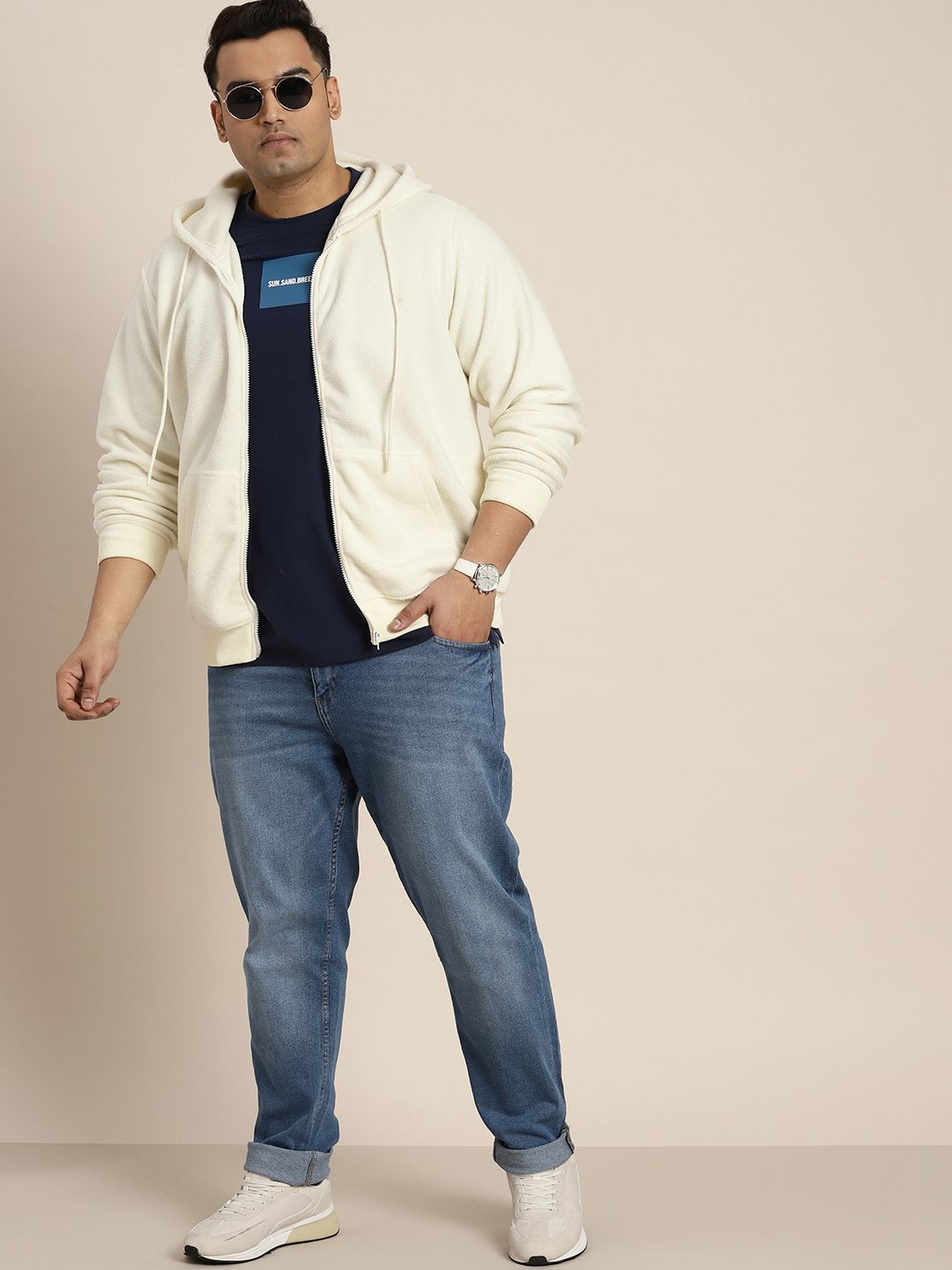  Sztori Men Plus Size Fleece Solid Hooded Sweatshirt