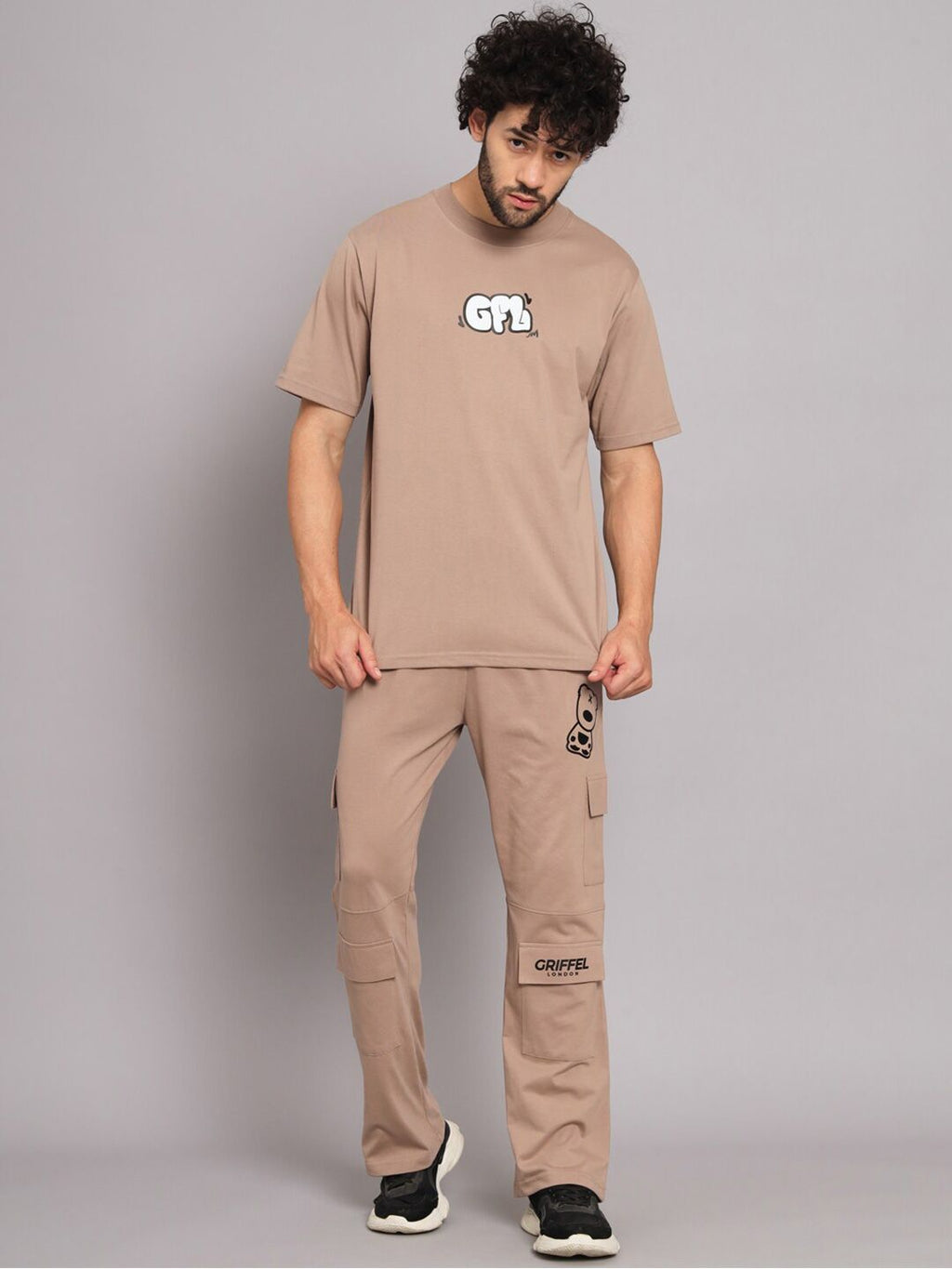  GRIFFEL Men Printed Cotton Loose Fit Track Suits