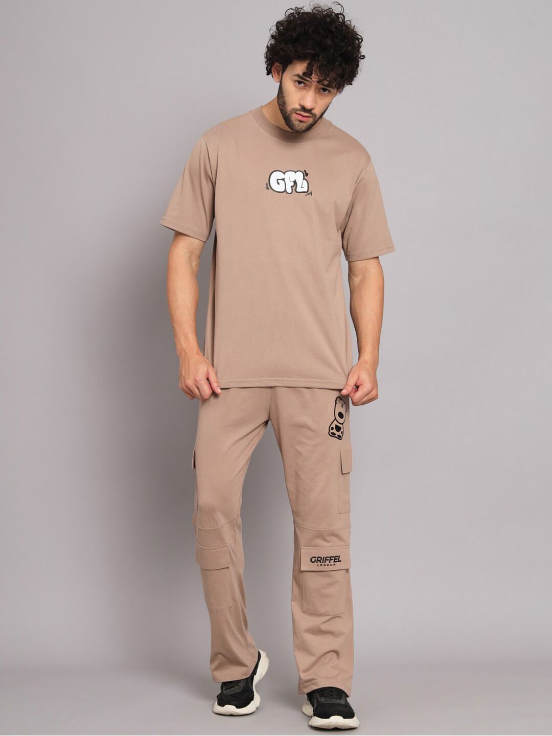  GRIFFEL Men Printed Cotton Loose Fit Track Suits