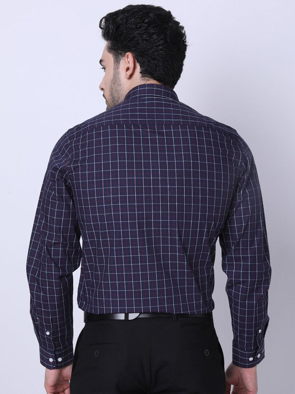  INSPIRO Classic Slim Fit Checked Spread Collar Formal Shirt