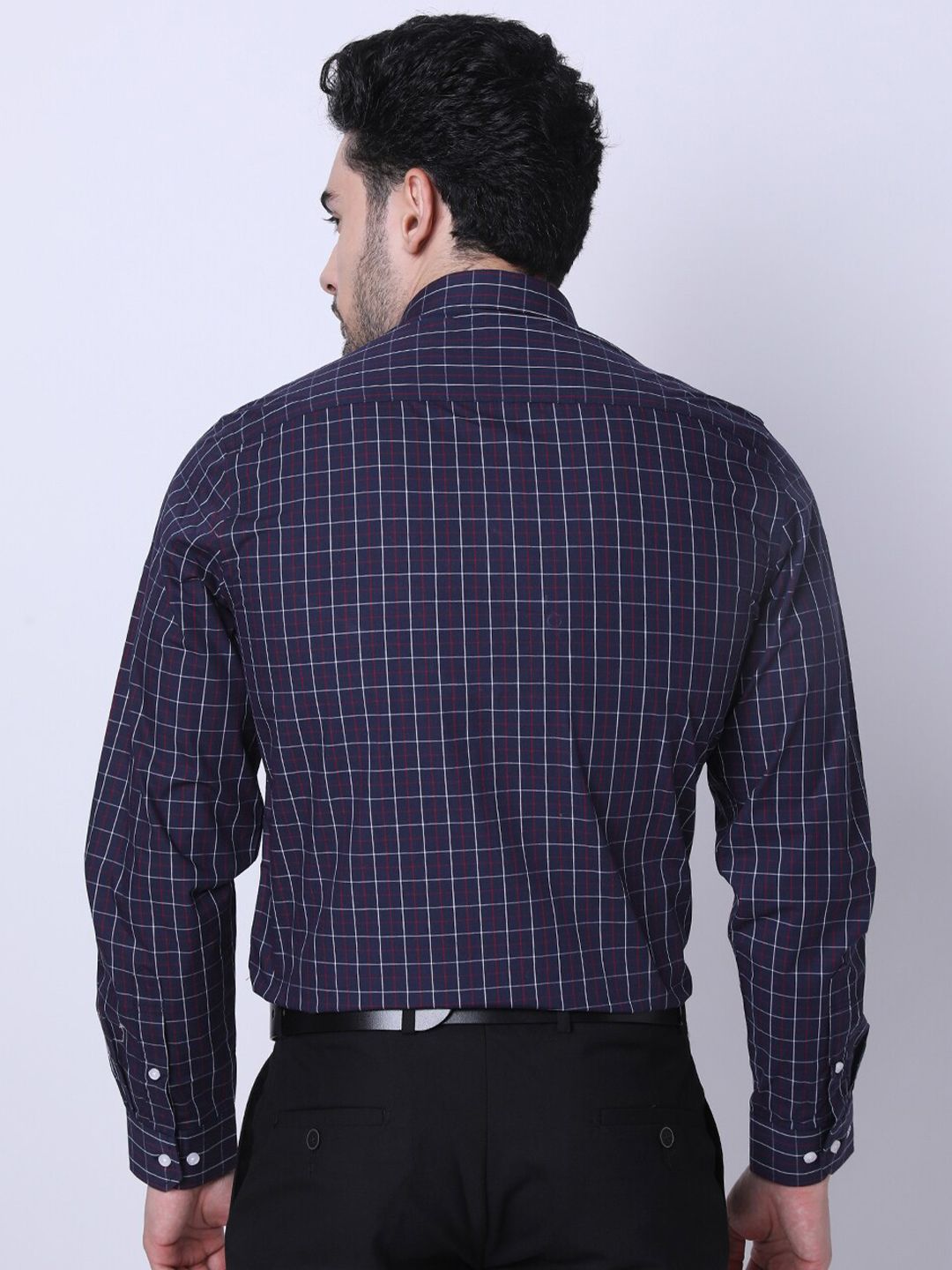  INSPIRO Classic Slim Fit Checked Spread Collar Formal Shirt