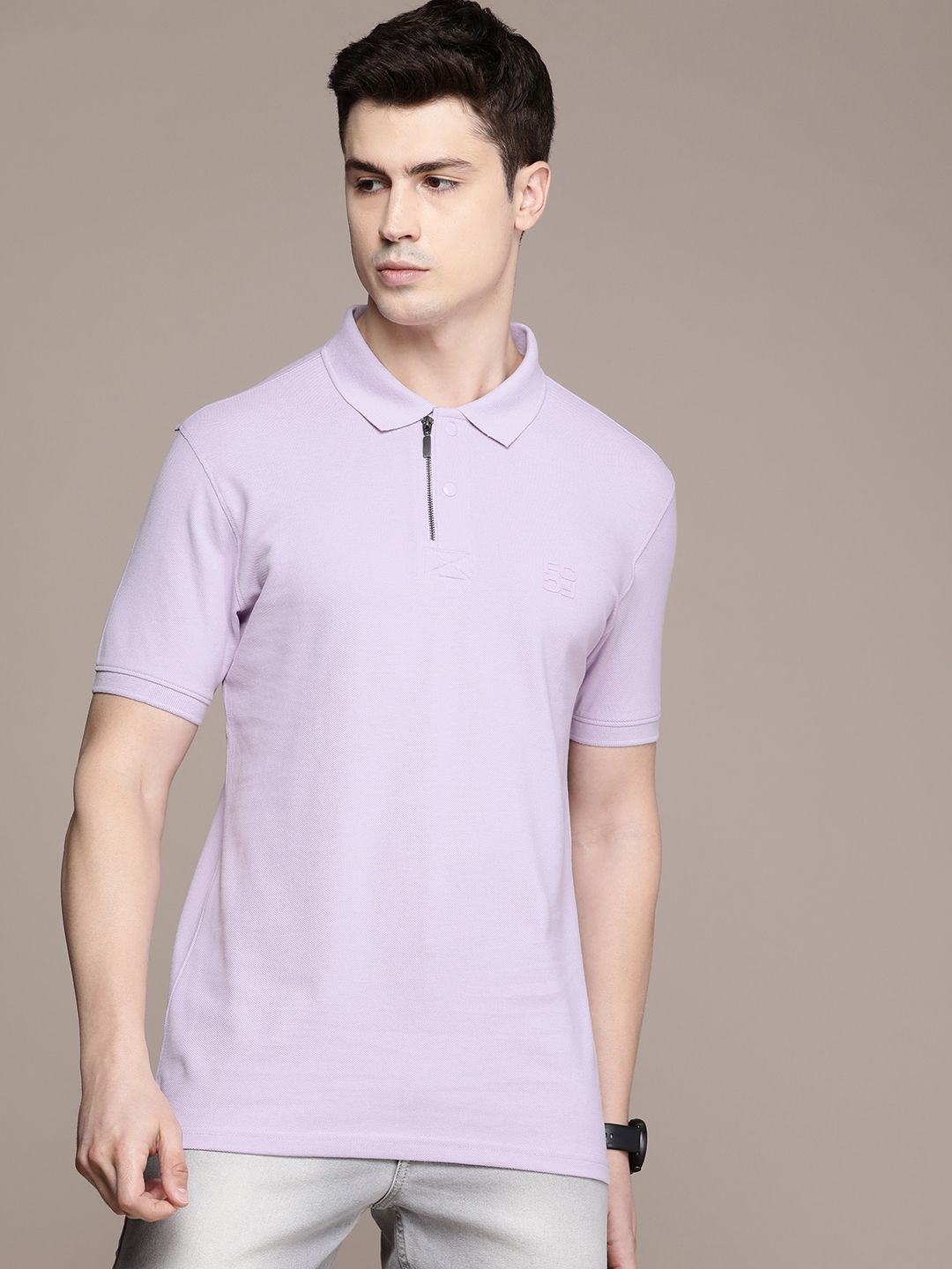  French Connection Solid Polo Collar Pure Cotton T-shirt