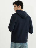  United Colors Of Benetton Men Black Striped Hooded Sweatshirt