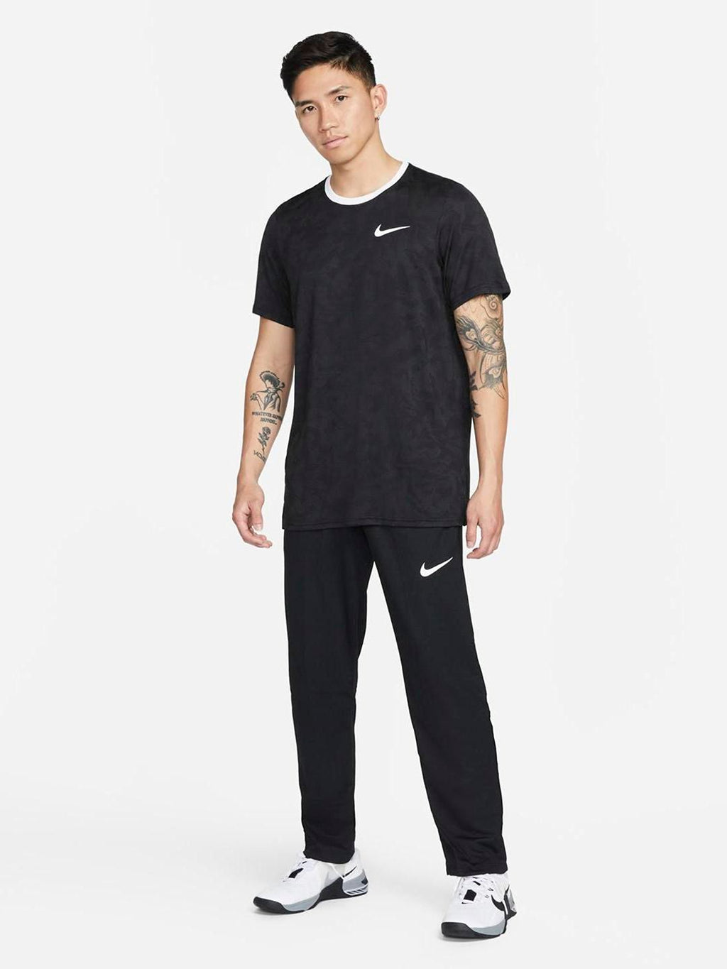  Nike Men Black Brand Logo PrintedStandard Fit Mid Rise AS M NK DF EPIC KNIT Track Pants