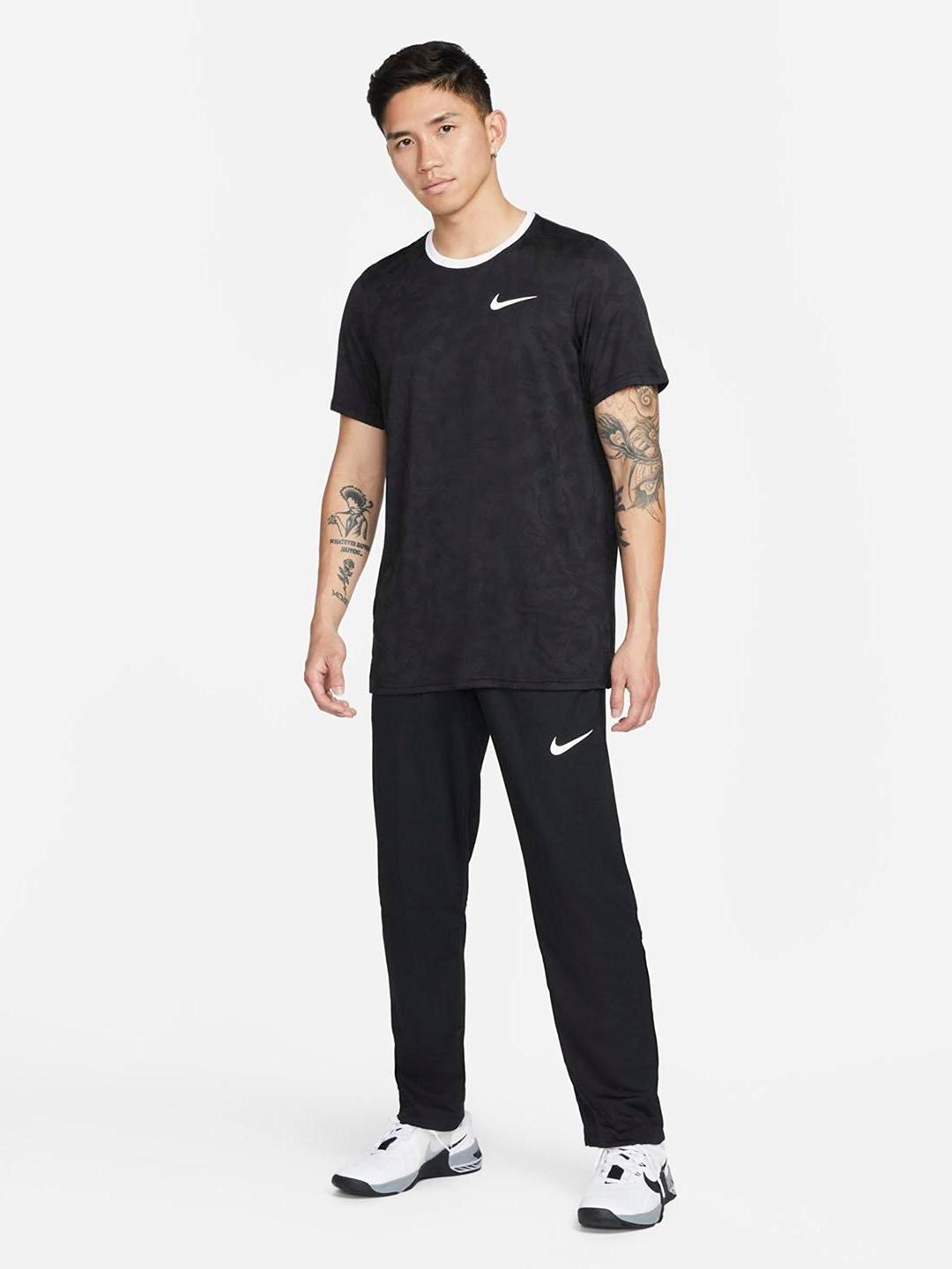  Nike Men Black Brand Logo PrintedStandard Fit Mid Rise AS M NK DF EPIC KNIT Track Pants