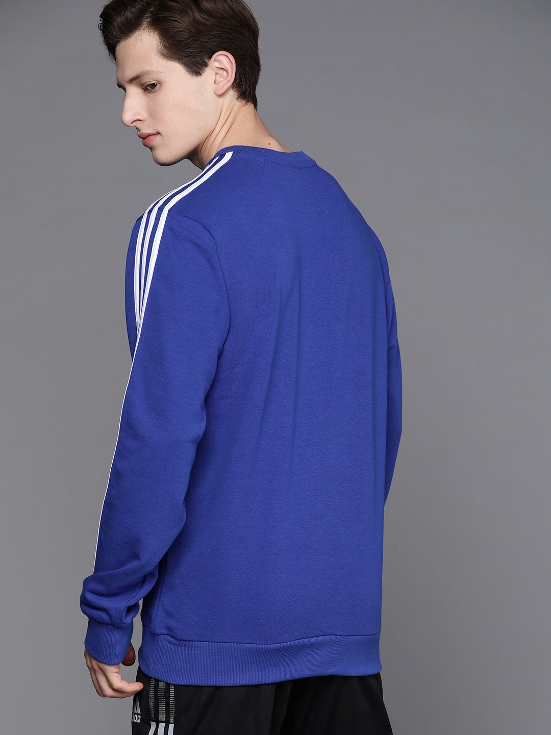  ADIDAS Men Blue& White 3S French Terry Sustainable Sweatshirt