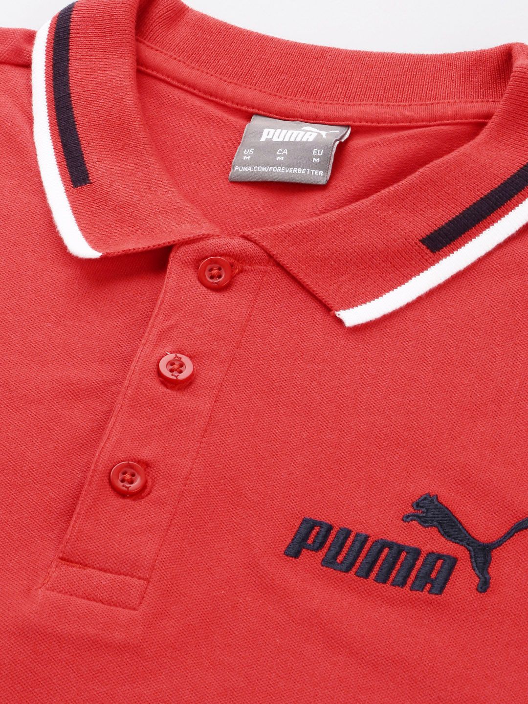  Puma Brand Logo Printed Tipping Slim Fit Polo T-Shirt