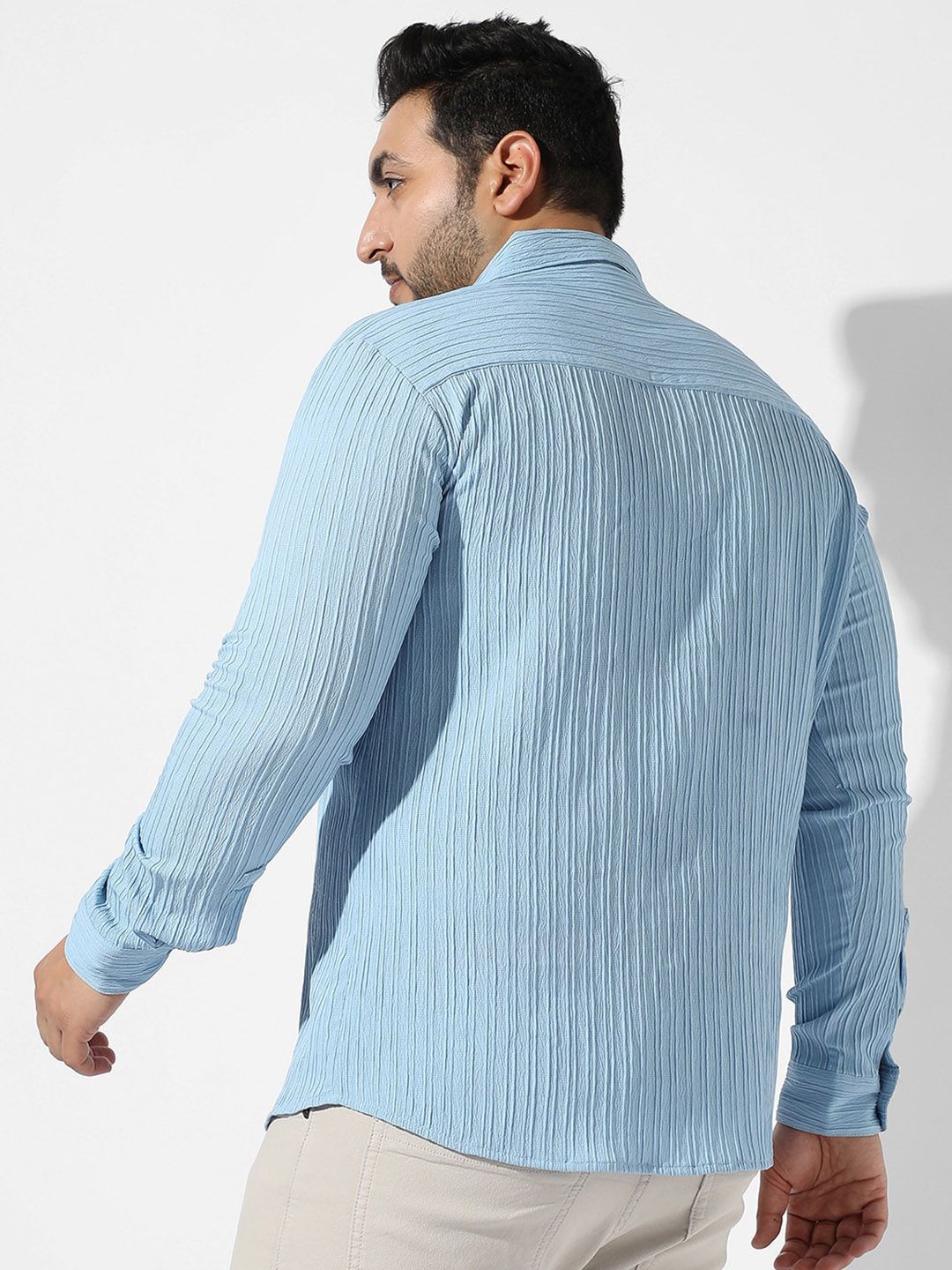  Instafab Plus Plus Size Self Design Spread Collar Casual Shirt