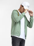  Jack & Jones Men Green Hooded Front Open Sweatshirt