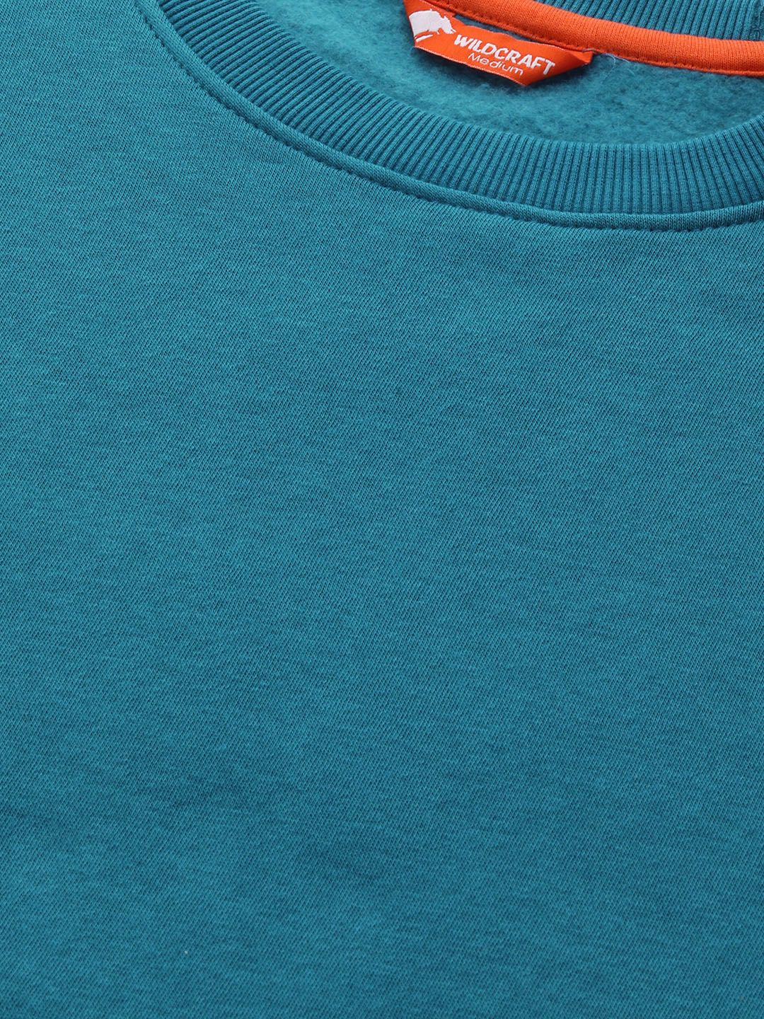  Wildcraft Men Teal Blue Solid Sweatshirt