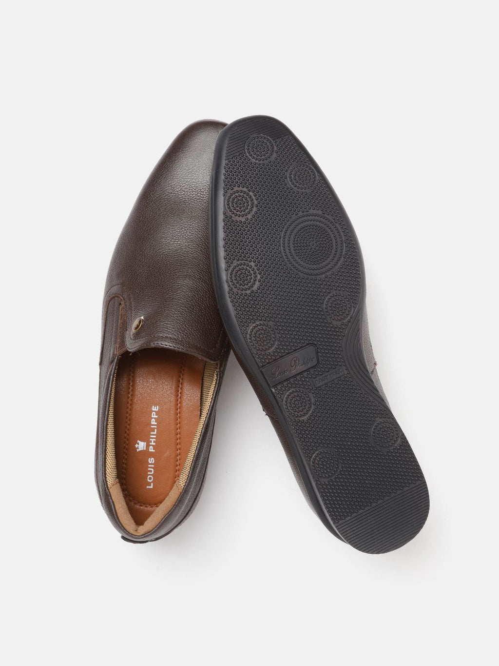  Louis Philippe Men Coffee Brown Solid Leather Formal Slip-Ons