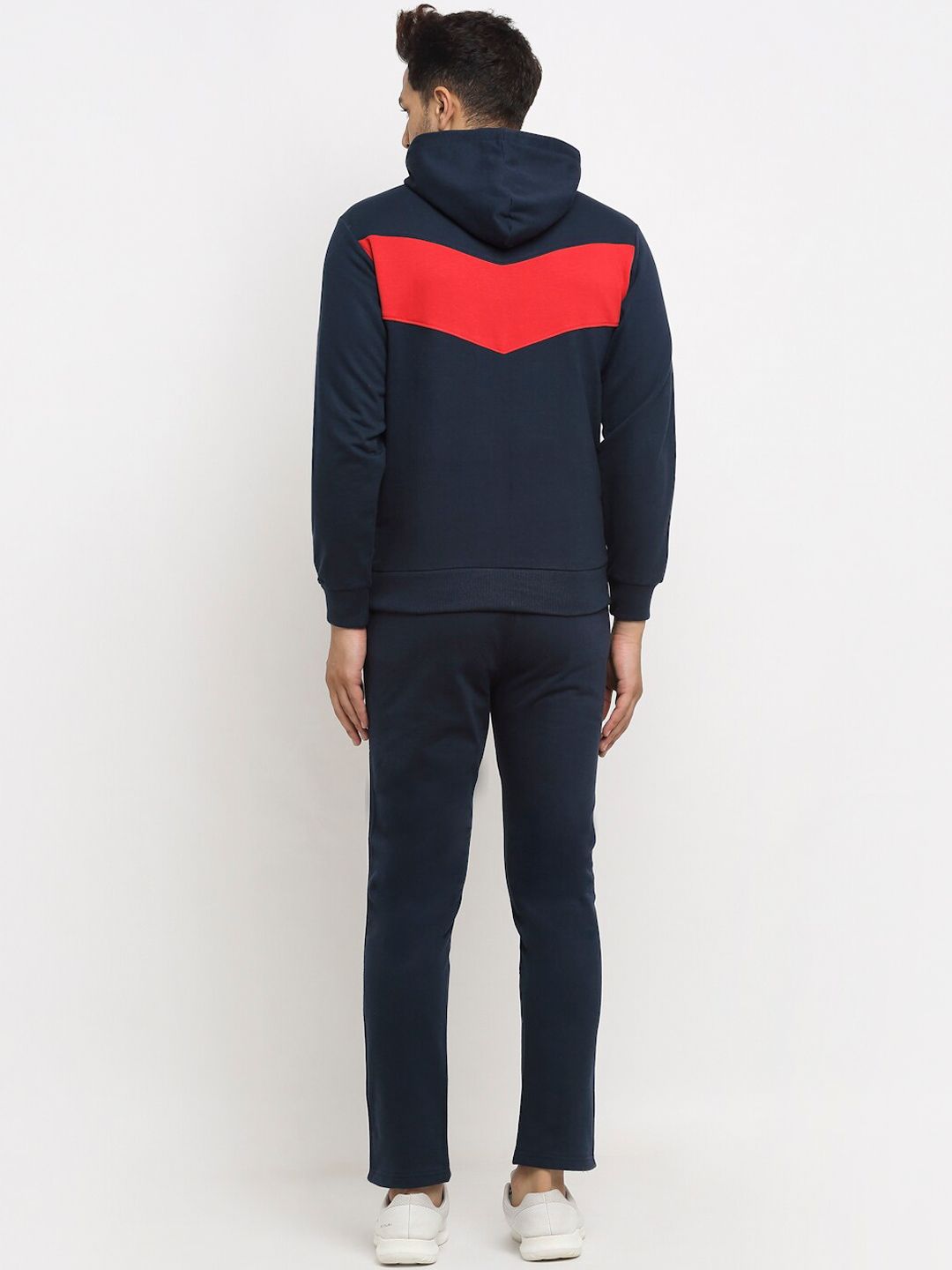  WILD WEST Men Navy Blue Hooded Tracksuit