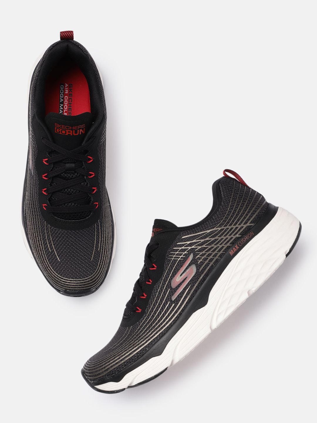  Skechers Men Black MAX CUSHIONING ELITE Running Shoes