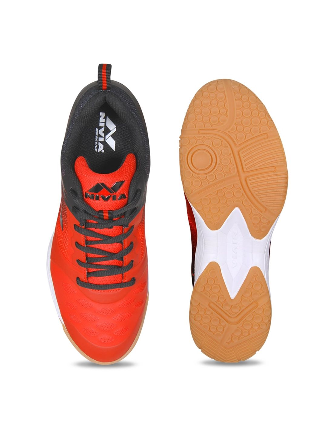  NIVIA Men Red Mesh Badminton Non-Marking Shoes