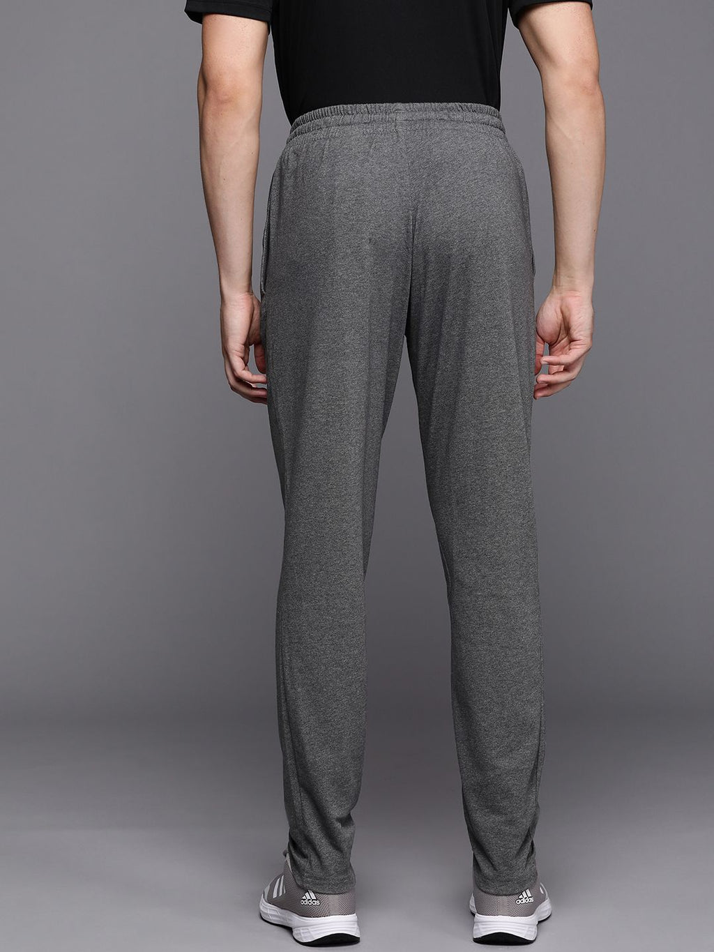  ADIDAS Men Charcoal Grey Brand Logo Embroidered Detail Track Pants