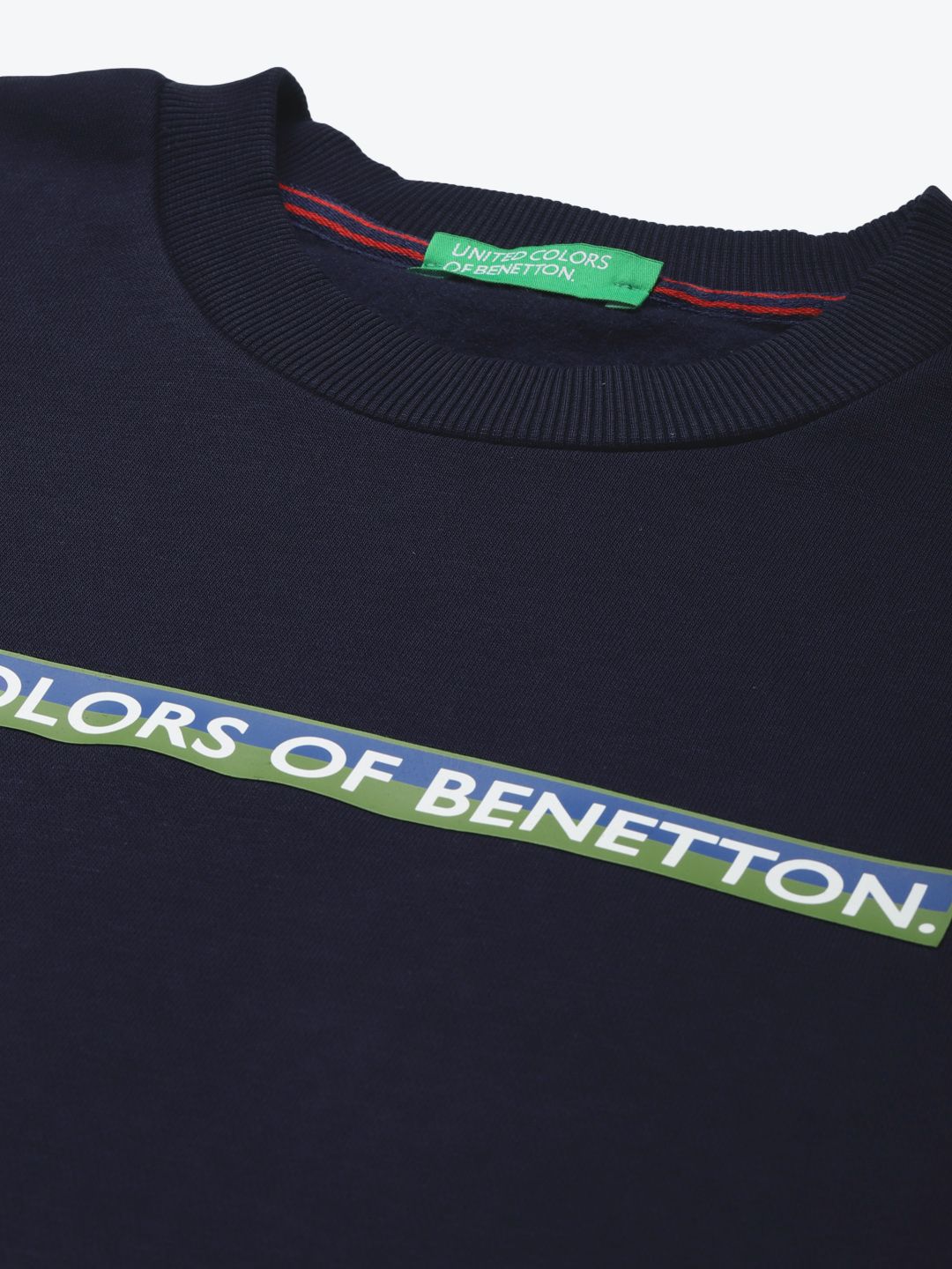  United Colors Of Benetton Men Navy Blue Brand Logo Printed Sweatshirt